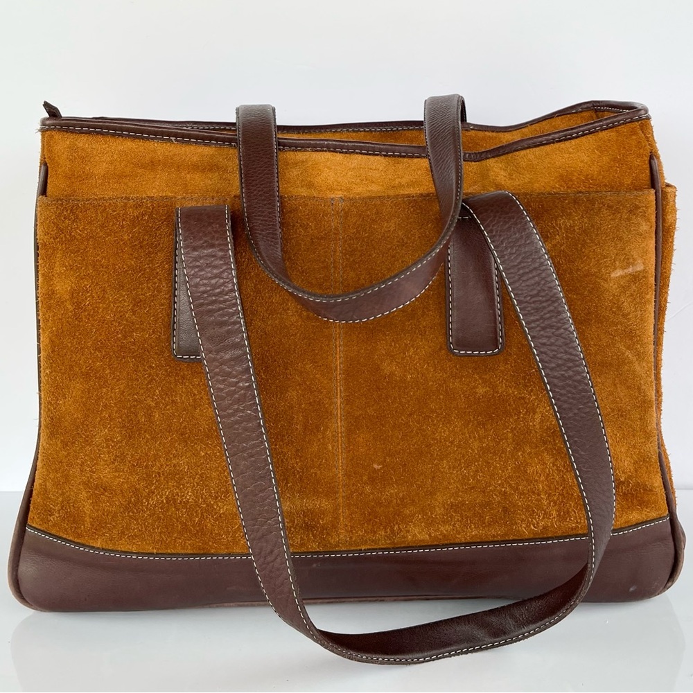 Brown Suede and Leather Tote Bag